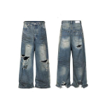 Rebenenud kahjustatud auk kotised laiad teksap&uuml;ksid meestele ja naistele t&auml;navastiil vabaaja riided mehele teksap&uuml;ksid &uuml;le suurusega cargo p&uuml;ksid L sinine
