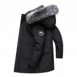Sulejope meeste talveparka pikk meeste karusnahast krae jakk Moodne riietus paks mantel k&uuml;lma ilmaga pikk meeste jope L must