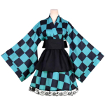 Anime Demon Slayer Kimono Neitsikleit Kamado Nezuko Cosplay Kost&uuml;&uuml;m Jaapani Kimonod Naiste Lolita Kleit Halloweeni Peo Kingitused XS blue