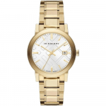 Burberry BU9003 Valge sihverplaadiga Roostevabast terasest Unisex K&auml;ekell 38mm kuld