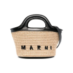 Marni Tropicalia V&auml;rviplokk Logo Detail Puuvill ja Nahk Rotangist &Otilde;la Crossbody Kott Naiste Kotid Must Beež M00814P3860Z1V62 Basic Set (Bag+Dust Bag) beige