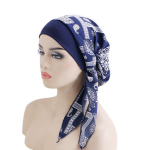 Naiste tr&uuml;kitud lipsueelne pear&auml;tt elastne naiste turban v&auml;hk keemiline m&uuml;ts juuste v&auml;ljalangemise vastu, kate peakattega peakate Stretch bandaan sinine