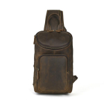 Meeste naturaalsest nahast rinnakott, Retro Crazy Horse nahast &uuml;lakeha seljakott, &Uuml;lemise kihi veisenaha hingav suure mahutavusega crossbody kott pruun