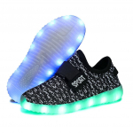 Stiilsed Unisex 7 LED-valgusti Paelkinnitusega Helendavad Jalan&otilde;ud Tennised Spordir&otilde;ivad USB Laetavad 31=Foot Length19.8cm must