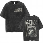 Retro Rock Arctic Monkeys Muusikaalbumi Graafiline T-s&auml;rk Paarile Vintage Pesumasinas T&ouml;&ouml;deldud &Uuml;lesuuruses L&uuml;hikeste Varrukatega T-s&auml;rk S