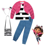 Gabbys Dolhouse Laste Halloweeni Kost&uuml;&uuml;m Pidžaamakomplekt Gaby Kassit&uuml;drukud Pikkade Varrukatega T-s&auml;rk+P&uuml;ksid 2tk Komplekt Laste Igap&auml;evased &Ouml;&ouml;s&auml;rgid 140(9-10Years) pink