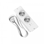 Sissefreesitav pikendusjuhtmeplokk 2 pistikupesa, USB A ja USB C, Sisseehitatud t&ouml;&ouml;laua toitepesa pikendusjuhtmega lauam&ouml;&ouml;bli jaoks valge
