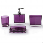 4-osaline tualettruumi tarvikute komplekt: seebialdusannustaja ja hambaharjahoidja jaoks Purple 4-piece SET