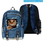 Moodsad Nooruslikud Koolikotid Unisex Rebitud teksad Kassid Reisikotid 3D Prindiga Oxford Veekindel S&uuml;learvuti multifunktsionaalsed Seljakotid black