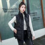 S&uuml;gisene avaras vormis korea stiilis kraega jakk, paksendatud puuvillane vest naistele M must