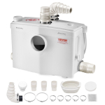 VEVOR Macerator Pump, 1200W, 180 L/min(48 GPM) Vooluhulk, 33 jalga/10 m t&otilde;stek&otilde;rgus, Maceratoriga reovee tualetipump 4 vee sisselaskega 44 x 19 x 31 cm