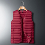 Meeste kraeta tepitud kerge udusulgedest vest, trukkidega, varrukateta pufferjakk 2XL brown