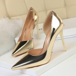 BIGTREE Metallic &ouml;&ouml;klubijalatsid Slim Sexy Shoes Naiste kingad K&otilde;rge kontsaga kingad 43