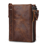 CONTACT'S Genuine Leather Vintage Wallet For Men Short Coin Purse Small Wallets High Quality Designer pruun