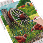 5D teemantmaali maastik Teemanttikandid kana &uuml;mmargune teemantmosaiikpilt 20X30