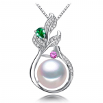 LSOOYH looduslik mageveep&auml;rlimood, rohelised Austria kristallist lehtedest kaelakeed naistele Ehted valge