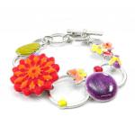 NOA [I4933] - Bracelet Cr&eacute;ateur 'Vahin&eacute;' rouge jaune violet mitmev&auml;rviline