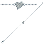 Les Tr&eacute;sors De Lily [I9792] - Bracelet Argent 'Love' blanc argent&eacute; (rhodi&eacute;) - 8x8 mm valge