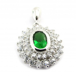 Les Tr&eacute;sors De Lily [J5282] - Pendentif Argent 'Sissi' vert argent&eacute; (rhodi&eacute;) - 13x15 mm roheline
