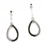 Altesse [K9621] - Boucles argent 'Scarlett' noir blanc must
