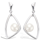 Les Tr&eacute;sors De Lily [P7019] &ndash; h&otilde;bedased 'Perla' elevandiluust h&otilde;bek&otilde;rvar&otilde;ngad (roodiumiga kaetud) - 27x10 mm valge