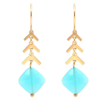 Les Tr&eacute;sors De Lily [Q1004] - Boucles cr&eacute;ateur acier 'Boho' turquoise dor&eacute; - 30x12 mm t&uuml;rkiissinine