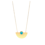 Les Tr&eacute;sors De Lily [Q5024] - Collier sautoir acier 'Cl&eacute;opatra' turquoise dor&eacute; - 85 cm- 45x28 mm t&uuml;rkiissinine