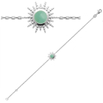 Les Tr&eacute;sors De Lily [Q9129] - Bracelet Argent 'Cl&eacute;opatra' aventurine argent&eacute; rhodi&eacute; (soleil) - 12 mm roheline