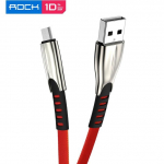 Rocki mikro-USB-kaabel 2,4A C-t&uuml;&uuml;pi USB-laadimiskaablid Tsingisulamist kiirlaadimise andmete s&uuml;nkroonimisjuhe 100CM must