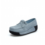 Suvised naiste vabaajajalatsid Seemisnahast Slip-On Flats Platform Loafers 38 helesinine v&auml;rv