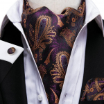 4 tk/ komplekt Stiilne meeste Ascot lipsu komplekt siidist Cravat tasku kandiline mansetin&ouml;&ouml;bid Paisley muster AS-1016