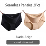FINETOO Naiste Ice Silk Alusp&uuml;ksid Pehmed p&uuml;ksid Plus Size p&uuml;ksid Naiste aluspesu 2tk/komplekt M-2XL pesu M