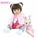 BZDOLL 55 cm t&auml;issilikoonist t&uuml;druku uuestis&uuml;ndinud nukk Elutruu vasts&uuml;ndinud printsess v&auml;ikelaps Elus beebid Bebe lapsed Boneca kleit-m&auml;nguasi 55cm, Brown eyes