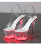&Ouml;&ouml;klubi kontsad K&otilde;rged kontsad Kingad Helendavad sandaalid Kingad Catwalk Pole Dancing Crystal 181 seeria 17 cm konts 7 platvorm LFD 34 punane