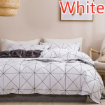 Geomeetrilise mustriga tekikott ja padjap&uuml;&uuml;r, &uuml;lipehme mikrokiudkangas, 10 suurusega &uuml;heinimesevoodi, kaheinimesevoodi, kaheinimesevoodi ja &uuml;lisuur kaheinimesevoodiga voodipesu EU-AU-King valge