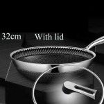 316 roostevabast terasest pann, 32&ndash;34 cm, katmata, ilma &otilde;lise suitsuta, mittenakkuva pannkoogipann majapidamises kasutatav pann 32 cm with lid