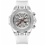 KIMSDUN Golden Shidon kaubam&auml;rgiga inkrusteeritud teemant l&auml;bipaistev kvartskell veekindel meeste ja naiste paarikell