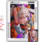 Teemantmaal Genshin ja lilltikandid Ristpistes Rhinestone kodukaunistus Full Round 20X30CM