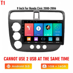 Icreative 2 dini autoraadio puuteekraaniga GPS-navigatsiooniga multimeediumipleier Honda Civicu 2000-2006 Android Auto Autoradio BT jaoks, DVD puudub
