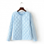 Naiste s&uuml;gis- ja talvine suures suuruses p&uuml;stkrae lahtine termojope Kerge polsterdatud jope L sinine