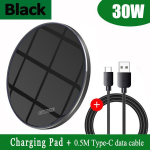 50 W Qi juhtmevaba laadija kiirlaadimisalus k&otilde;igile Qi standardsetele iPhone'idele Samsung Huawei Xiaomi Android mobiiltelefonidele 30W must