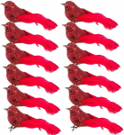 12 tk Kunstlinnud j&otilde;ulupuu linnud punased klambrid kunstvahust sulgedest j&otilde;ulupuu kaunistused ukseehted 12PCS punane