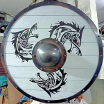 Halloweeni keskaegne ehtne lahinguvalmis Viking Shield lahinguvalmis kilp
