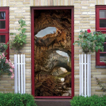 3D uksekunsti kleebis Rock Cave River isekleepuvad uksekleebised Kodu magamistoa veekindla vin&uuml;&uuml;lkaunistuse kleebised Magamistoa DIY seinakleebised 77X200cm