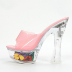 Naiste suvised seksikad mitmek&uuml;lgsed rhinestones k&otilde;rge kontsaga sandaalid D115 seeria 15 cm konts, 5 cm platvorm LFD 34 roheline