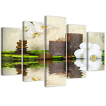 Viieosalise pildiga l&otilde;uenditr&uuml;kk Zen Spa Candle Orchid 100x70 roheline