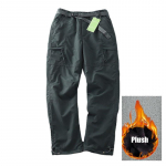 Plush & Non-Plush(Valikuline) Veekindlad soojad fliisist p&uuml;ksid meeste talveks &otilde;ues, pluss samet mitme taskuga, vabad sirged vabaaja p&uuml;ksid XL