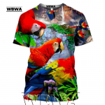 Papagoi T-s&auml;rk Meeste lilledega T-s&auml;rk Hip Hop Tee Animal Brid 3D Prindiga T-s&auml;rk Naiste riided Vabaaja topid Meeste dressipluusid L