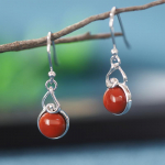 Retro Palace Style Design 925 h&otilde;bek&otilde;rvar&otilde;ngad, inkrusteeritud l&otilde;unapunase ahhaat kalliskiviga iidsed r&otilde;ivad Hanfu temperamendiga k&otilde;rvar&otilde;ngad.