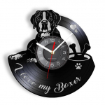 Bokseri koerat&otilde;ugu seinakell, mis on valmistatud vin&uuml;&uuml;lplaadist LP laserl&otilde;ikega Longplay seinakell Boxer Dog Pet Shop Seinakaunistused koeraomanikele kingitus